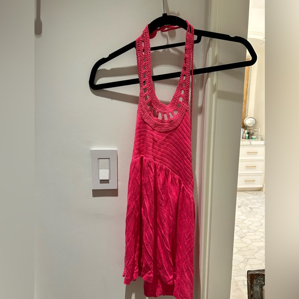 Juicy Couture pink halter top with tassel ties